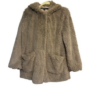 Kenneth Cole Faux Fur Cozy Hooded Teddy Coat, Women’s Large